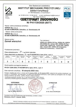 Замок GERDA Tytan ZXL, сертифицированный, с длинными бронзовыми ключами.
