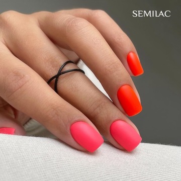SEMILAC 446 YOLO Оранжевый гибридный лак для ногтей Неоново-оранжевый