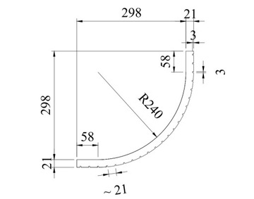 Front RYFLOWANY GIĘTY 300x300 meblowy, kuchenny , wałki dąb, fornir dąb