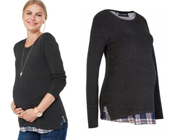 26Т Свитер для беременных и кормящих Bonprix с пришитой блузкой 44/46 2XL/3XL
