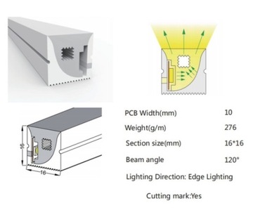 НЕОН угловой гибкий RGB 10мм WS2812B WS2811