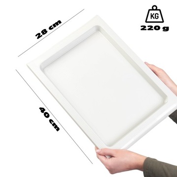 КУХОННЫЙ ПОДДОН ПЛАСТИКОВЫЙ ПОДНОС ДЛЯ ОФИЦИАНТОВ БАРНЫЙ БОЛЬШОЙ БЕЛЫЙ 40x28см