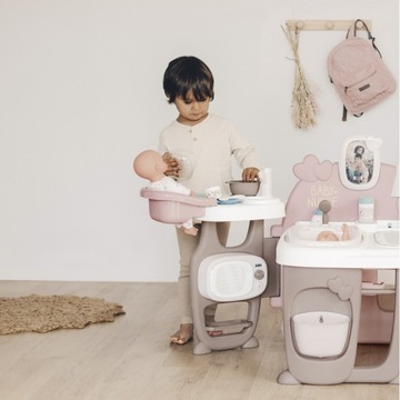 SMOBY Baby Nurse Большой уголок няни для куклы, кроватка, пеленальный столик, стульчики для кормления