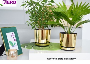 12 GOLD SHINY глянцевый цветочный горшок с подставкой GLAMOUR COVER home