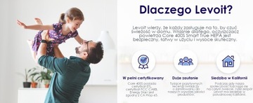 Oczyszczacz powietrza Levoit Core 400S HEPA mocny 400 m3/h cichy tryb auto