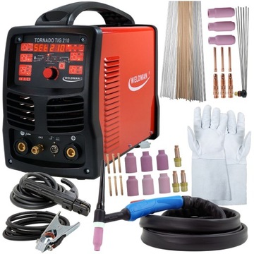 TIG 210 AC/DC MMA HF Puls инверторный сварочный аппарат для алюминия, набор линз