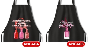 Fartuch Czarny Dla Manicurzystki Prezent Jestem Zołzą Robię Paznokcie Wzory