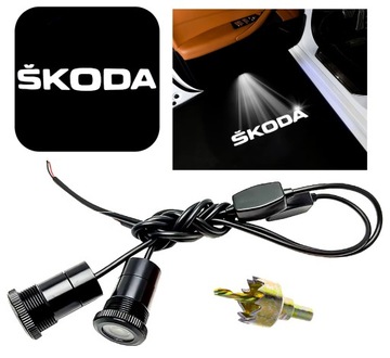 2x PROJEKTOR LED LOGO SKODA FABIA CITIGO KAMIQ RAPID ROOMSTER HOLOGRAM HD