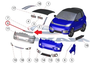 фото thumb №2, Решётка радиатора капота aixam vision city чёрный mat оригинал