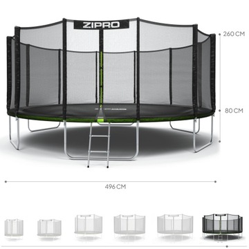 Садовый батут с уличной сеткой для детей 496см 16FT - Zipro