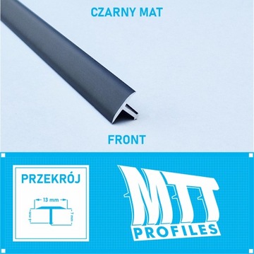 Соединительная планка для порога T-BAR 13мм MATT BLACK 1м