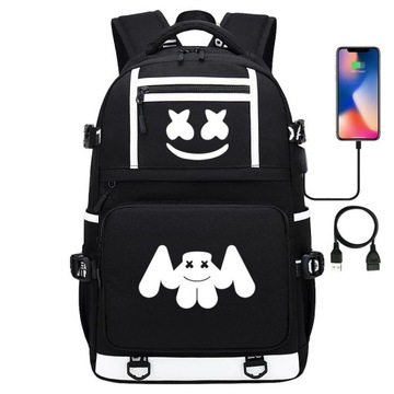 НОВЫЙ ШКОЛЬНЫЙ РЮКЗАК ШКОЛЬНЫЙ РЮКЗАК DJ MARSHMELLO USB ВЫКРОЙКИ А4 БОЛЬШОЙ