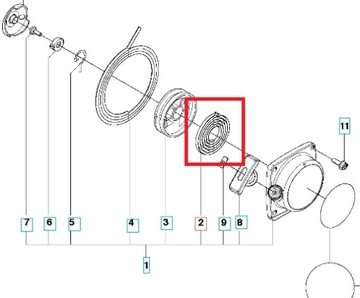 Sprężyna rozrusznika 233R 233RJ Husqvarna 504115001