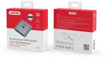 Dwukierunkowy przełącznik/switch HDMI 2.0 Unitek V1127A 4K x2