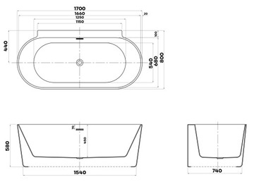 BRAIDER Отдельностоящая ванна Restia OVAL 170 см. Белый