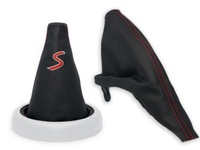 фото thumb №1, Mini cooper s r50 комплект чохли важеля czarna шкіра вишивка червоний