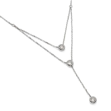 Серебряная цепь, галстук 3 круглых стразах