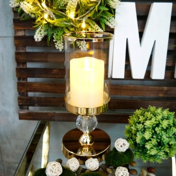 Подсвечник Glamour Lantern Chrome Gold кристалл