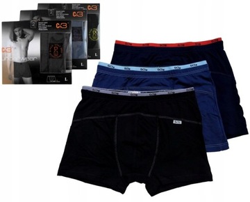 3x BOKSERKI męskie C+3 Z DELIKATNĄ GUMĄ dopasowane majtki 116-130cm TU- 5XL