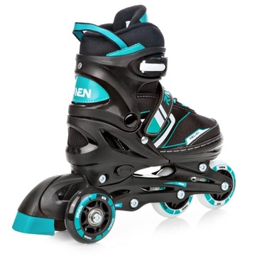 Rolki Łyżwy Wrotki 4w1 Regulowane RAVEN Helixi Black/Mint 34-37 Kółko LED