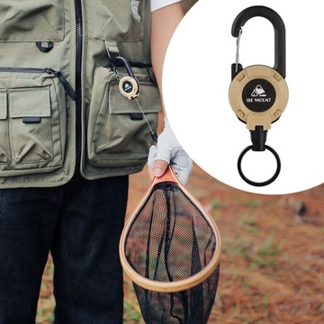 Chowany brelok do kluczy Wytrzymały uchwyt na identyfikator Teleskopowy kabel Khaki