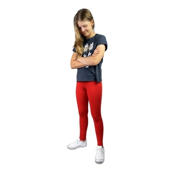 LEGGINSY CZERWONE PRZYJEMNY MATERIAŁ DZIECIĘCE 140