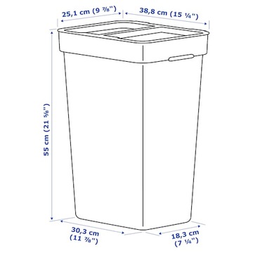 МУСОРНИЦА с крышкой, светло-серый 35л IKEA