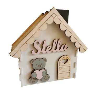 Копилка с именем ребенка HOME XXL, деревянная