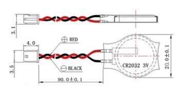 CMOS BIOS БАТАРЕЯ CR2032 3V ДЛЯ НОУТБУКА DELL 2PIN