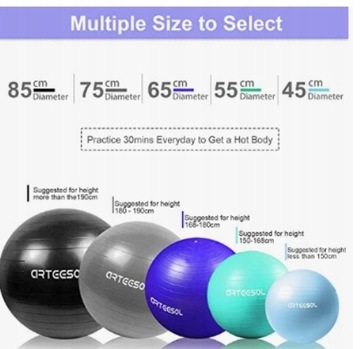 PIŁKA GIMNASTYCZNA ARTEESOL 65CM FITNESS SZARA