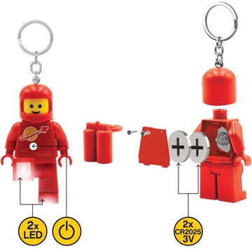 LEGO BRELOK LATARKA LED SPACE CLASSIC ASTRONAUTA SPACEMAN CZERWONY RED