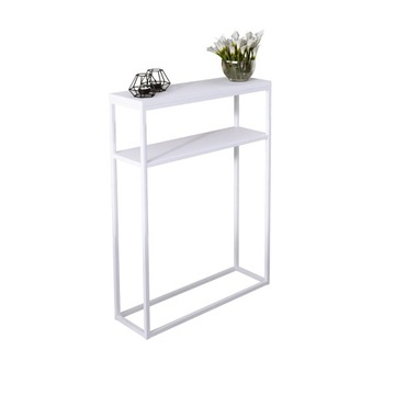 Konsolka Podwójna Przedpokój Loft Metal 60x20h80 Biała+Blat Biały Mat