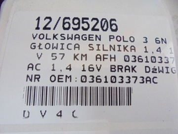 фото thumb №9, Volkswagen polo iii 3 6n 6n2 головка двигуна 036103373ac 1,4 16v
