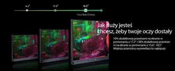 Przenośny monitor do gier UPERFECT 18,5” 120 Hz 100% sRGB IPS OSD dla PS/Xbox