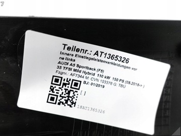 фото thumb №8, Audi a5 8w6 f5 a4 8w0 b9 15-19 нижня захист планка стійка a поріг версія uk