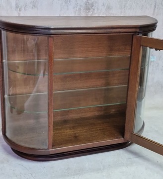 H-P WITRYNA SERWANTKA BIBLIOTECZKA ART DECO ZAOKRĄGLONE SZKLANE BOKI