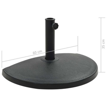 Podstawa na parasol ogrodowy, półokrągła, żywica, 15 kg, czarna