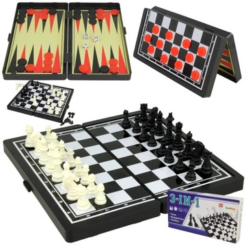 Дорожный набор игр 3-в-1: шахматы, шашки, нарды.