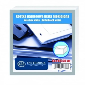 Kostka papierowa, nieklejona, biała, 85x85x35, I