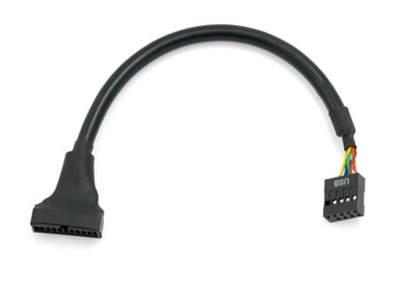Kabel adapter Akyga AK-CA-28 USB 19pin M - USB 9pin F 0,2m czarny