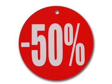 ETYKIETA OKRĄGŁA KÓŁKO FI 4,5CM - 50 % TABLICA REK