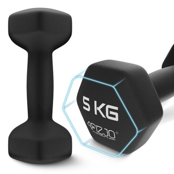 HANTLE DO ĆWICZEŃ HANTELKI WINYLOWE CIĘŻARKI REHABILITACJA FITNESS 2x5 KG