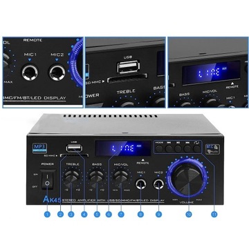 ЦИФРОВОЙ СТЕРЕО-HIFI УСИЛИТЕЛЬ BT/RCA/SD/USB 2-КАНАЛЬНЫЙ BT 5.0-ПЛЕЕР