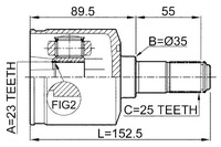 фото thumb №2, Febest шарнір піввісь внутрішній hyundai matrix 01 -oct.2006 2001-