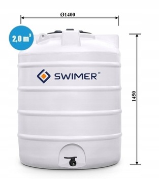 НАЗЕМНЫЙ БАК 2000 Л В КОМПЛЕКТЕ С ВОДЯНЫМ НАСОСОМ БАК SWIMER 2000 Л