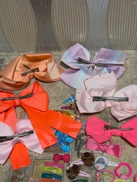 БОЛЬШИЕ ЛАНТЫ, РЕЗИНОВЫЕ КРАЙКИ, АКСЕССУАРЫ CLAIRE'S PRIMARK 54 ШТ.
