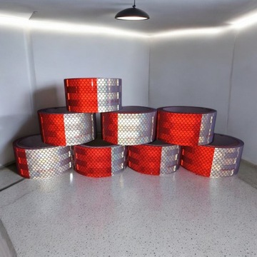 фото thumb №14, Стрічка попереджувальна плівка відбивна білий червона 50mm grandes