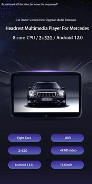 11,6-дюймовый монитор в подголовнике для Mercedes Benz S Class W222 с аудиосистемой Android 12.0