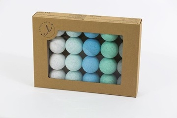 Zestaw lampek Cotton Balls Mint Pastel 20 kul