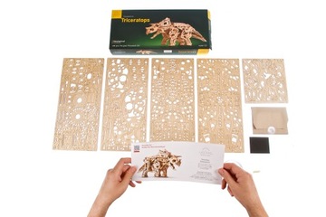3D деревянный пазл Динозавр Трицератопс uGEARS